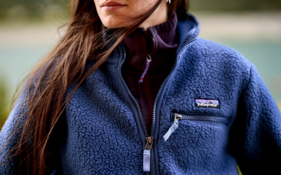 woman in blue zip fleece