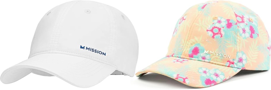 white and floral print MISSION Cooling Performance Hats