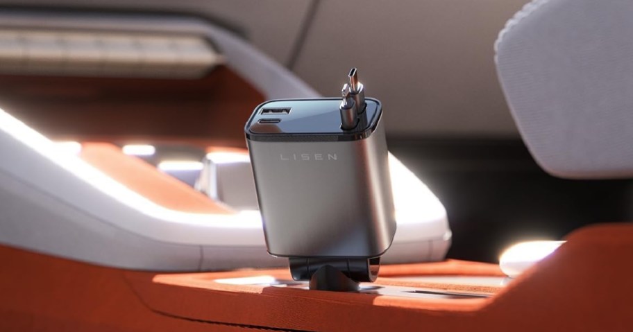 lisen Retractable Car Charger in a car