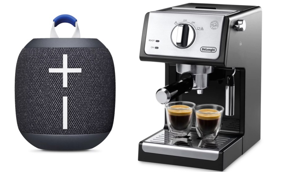 bluetooth speaker and espresso machine