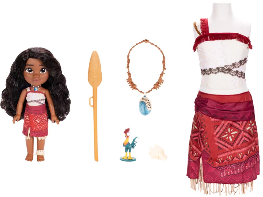 moana doll and matching girls dressup set