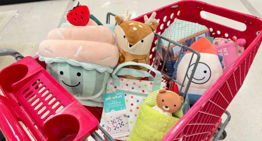 Target cart filled with pillowfort