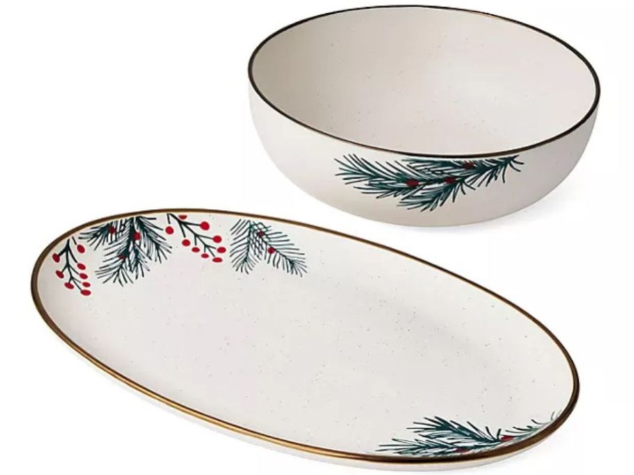 Stock image of a Member's Mark holiday serving dish and bowl