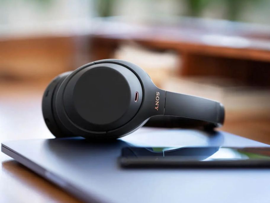 Sony Wireless Premium Noise Canceling Headphones on desk