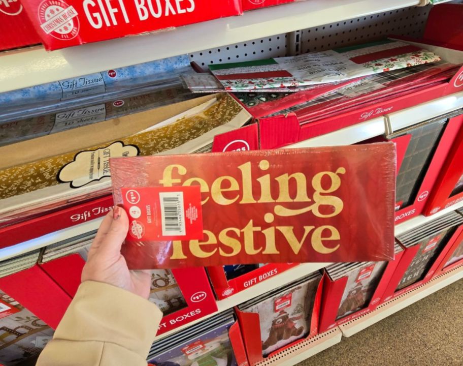 a womans hand holding a gift box