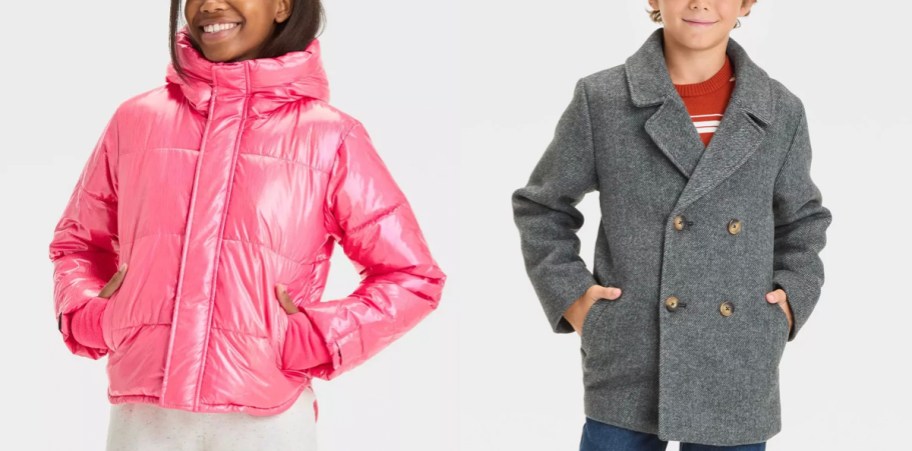 girl in pink jacket and boy in gray jacket