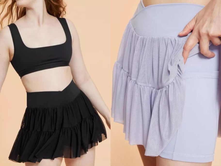 Women wearing a Blogilates ballerina skirt