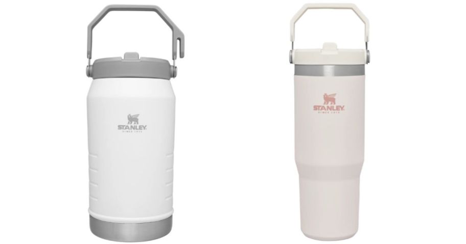 white stanley jug and rose stanley tumbler