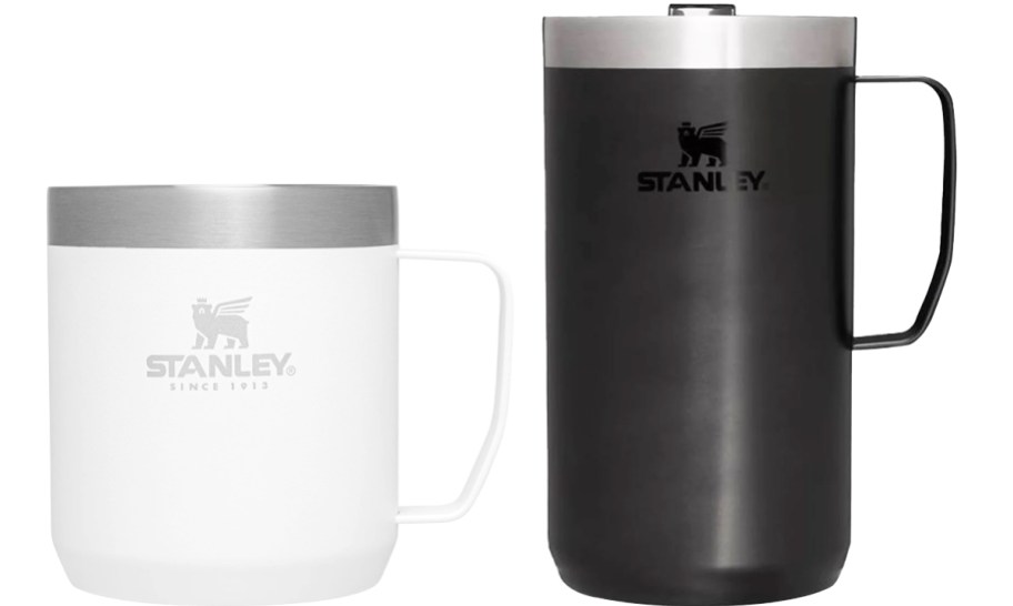 white and black stanley coffee mugs