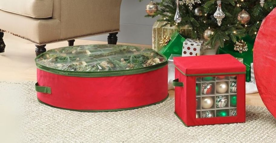 wreath and ornament storage boxes 