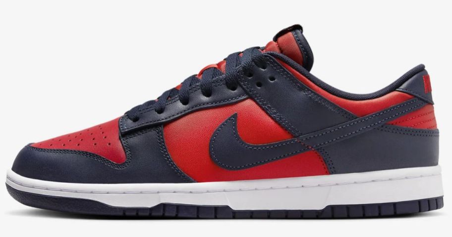 a dark blue and red mens sneaker