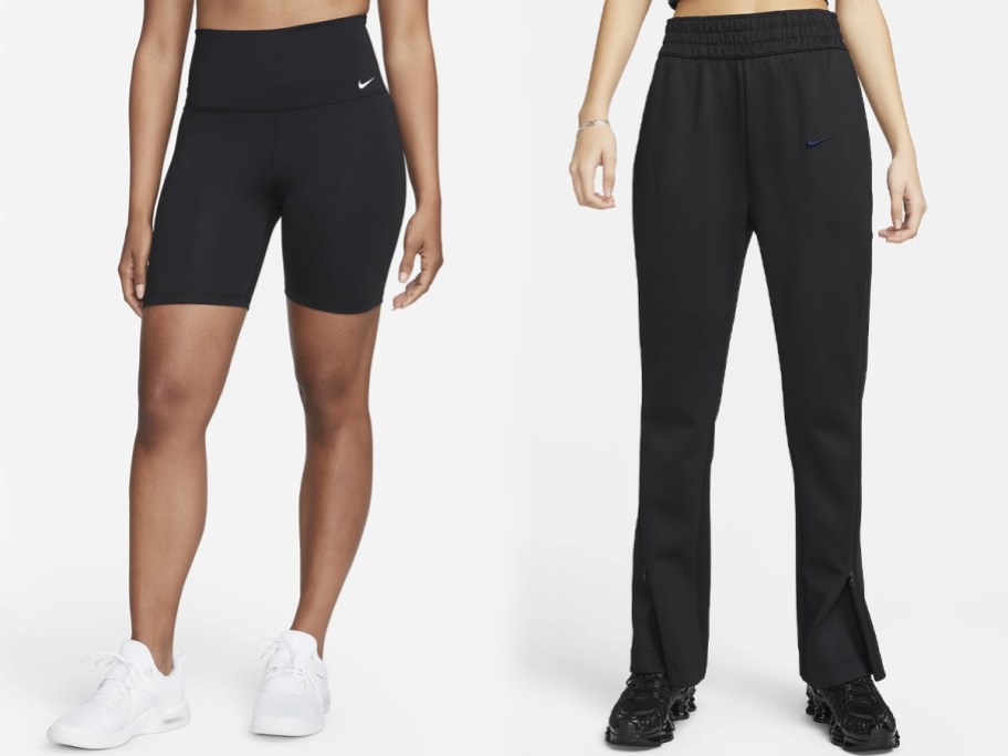 Nike Dri-FIT One Women's High-Waisted 7in Biker Shorts and Nike Sportswear Collection Women's Mid-Rise Zip Flared Pants