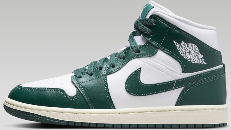 dark green and white high top nike jordan sneaker