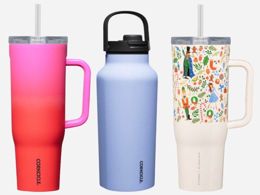 three corkcicle water bottles