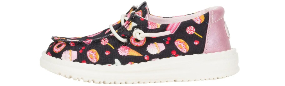 black and pink sweet treat print sneaker