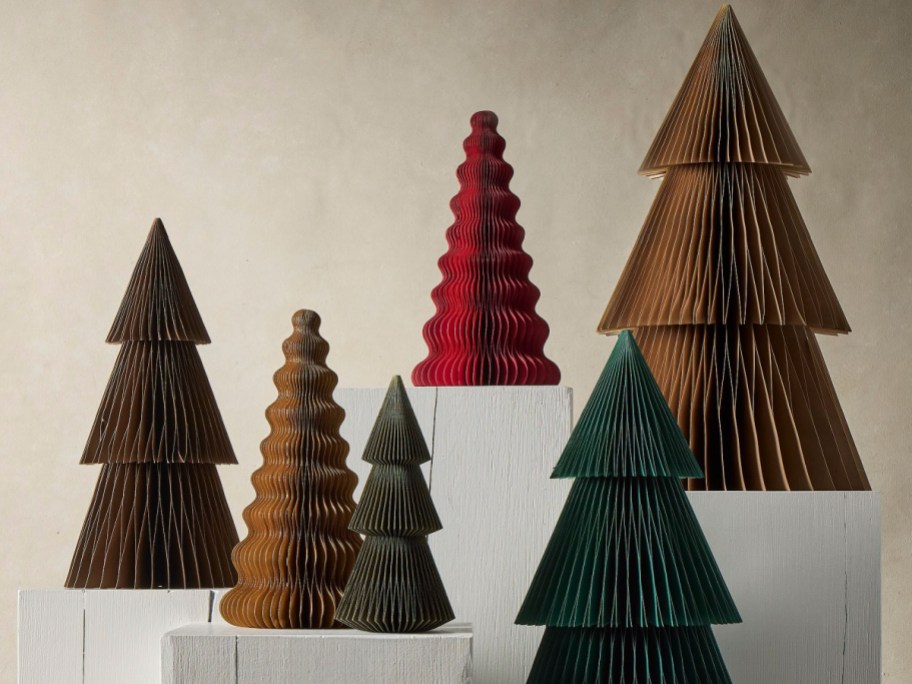 West Elm jewel tone table top decorative paper trees