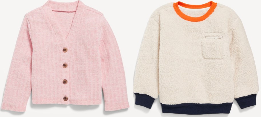 old navy pink and white toddler sweaters 