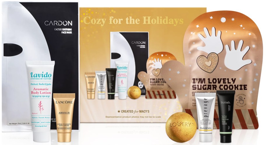 beauty gift set with various mask products