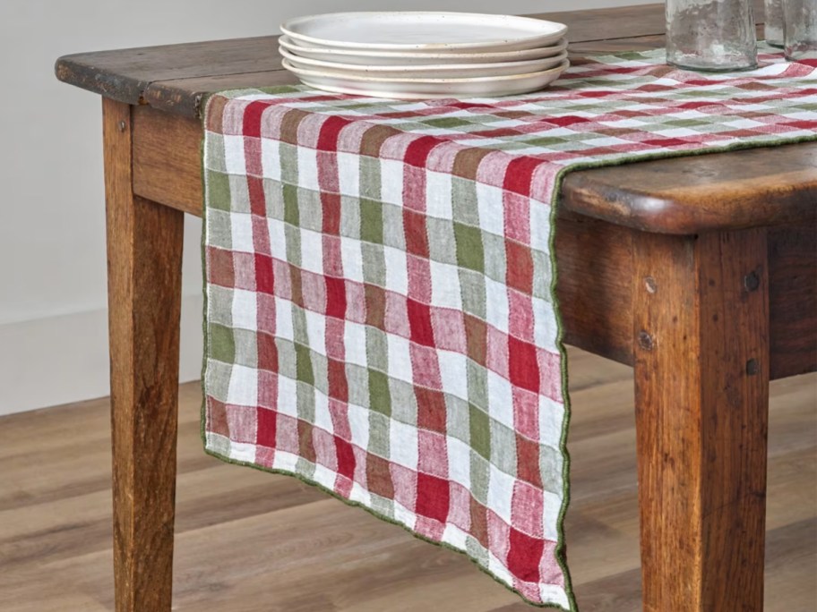 Magnolia Holiday Gingham Table Runner