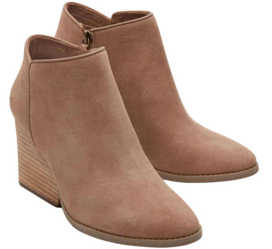 fawn colored TOMS heeled bootie stock image 