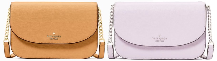 brown and light purple crossbody bags