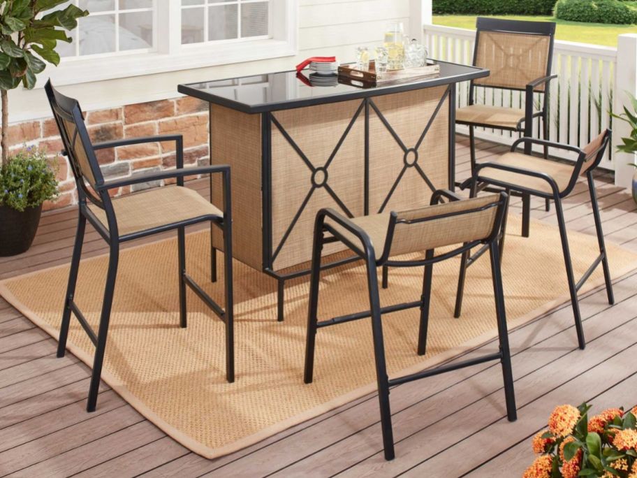 Mainstays Palmerton Landing 5-Piece Steel Outdoor Bar Set 