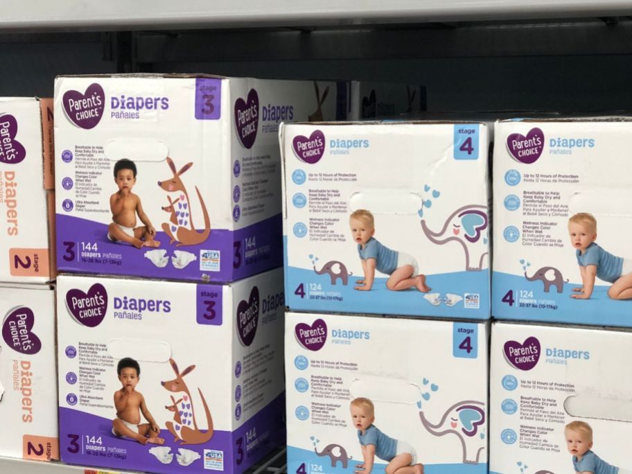 parent's choice diapers on shelf