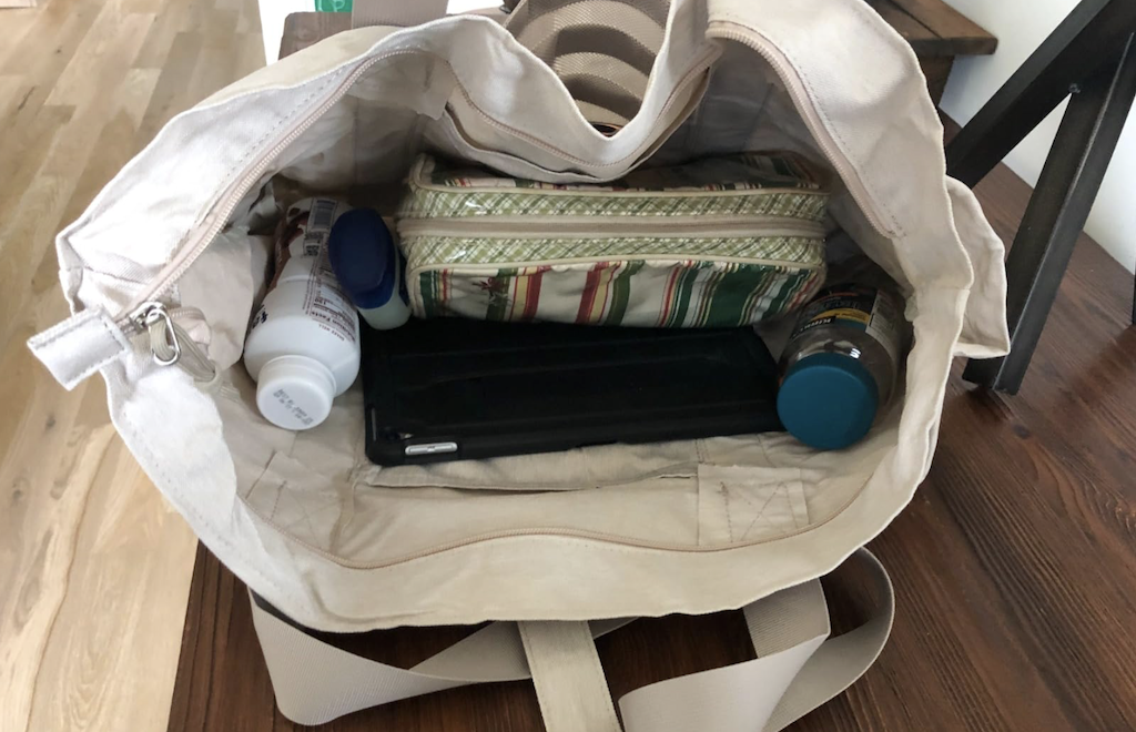 tote bag filled with products 