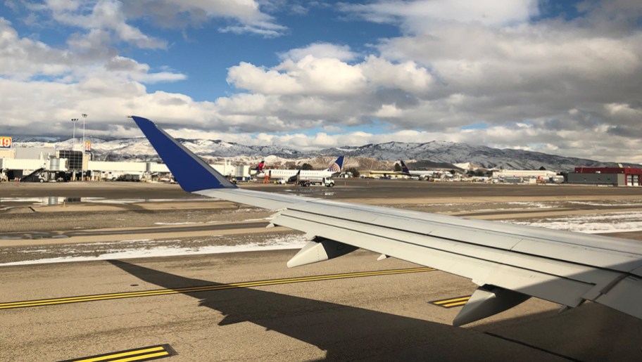 airplane after landing waiting to go to gate