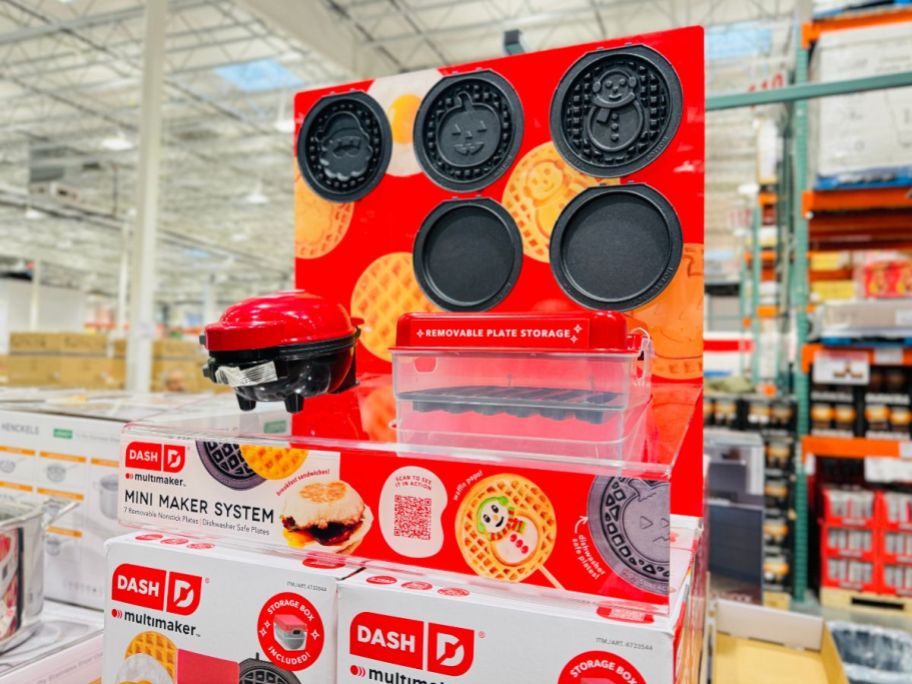 Dash MultiMaker Mini Waffle System with Removable Plates & Storage Case on display in store