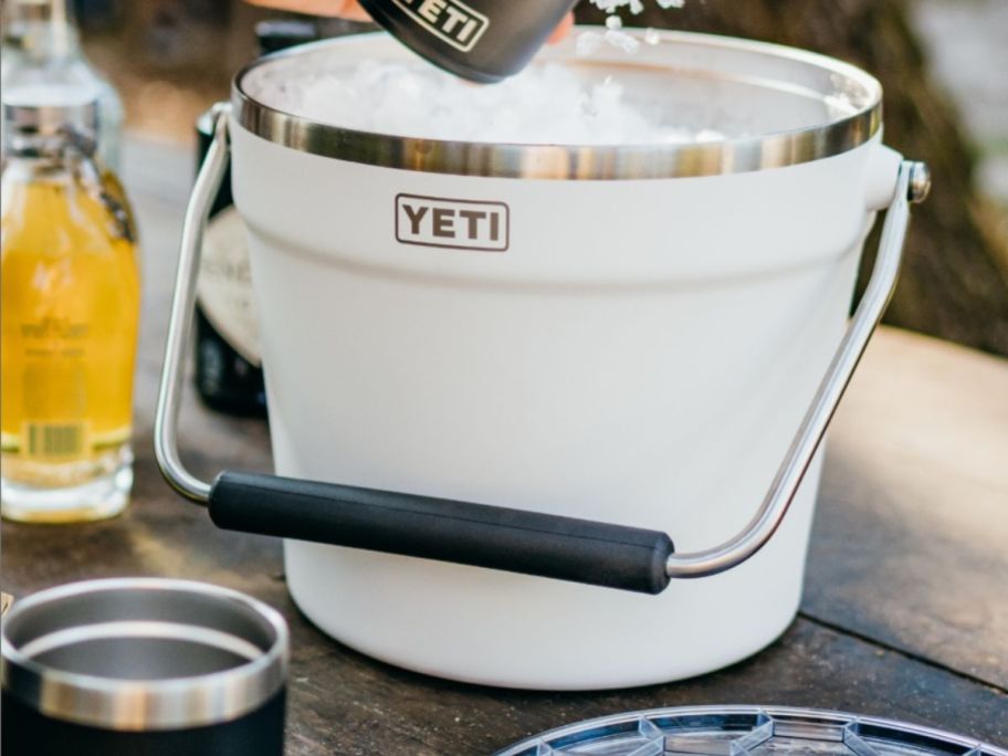 a YETI Barware Bucket on a picnic table