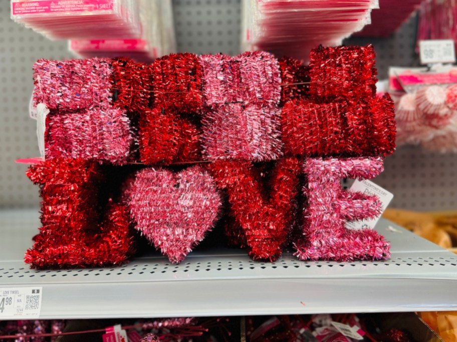 Way To Celebrate Valentine's Day Pink & Red Love Tinsel Tabletop Decoration