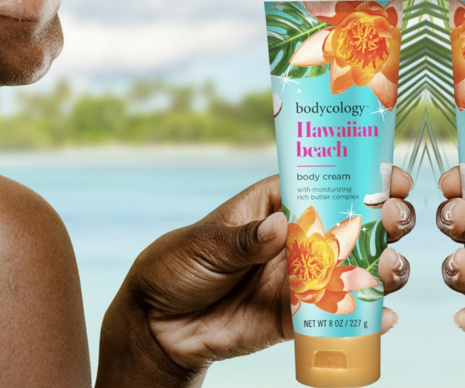 hand holding hawaiian lotion