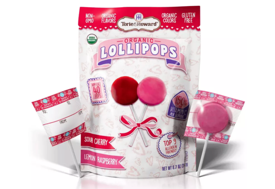 Torie & Howard Organic Lollipops dye free candy for classroom Valentine's Day exchanges