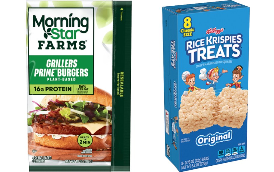 morningstar veggies burger and rice krispies treats 