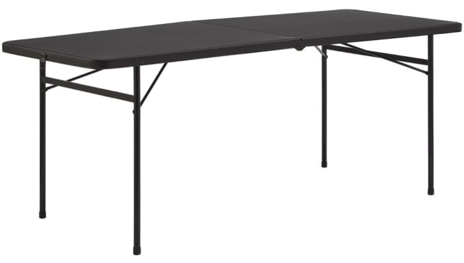 Mainstays 6' Bi-Fold Plastic Folding Table in Black stock image