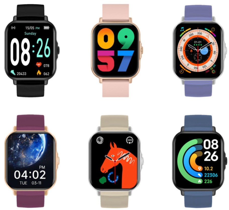 multi colored smartwatch bands and faces