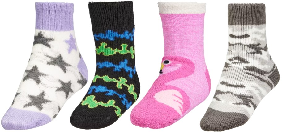 4 socks in various designs