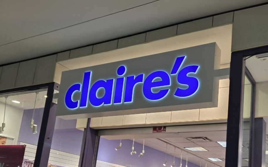 a claires store front in a mall. 