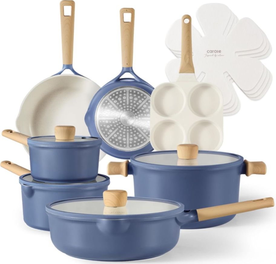 blue 15 piece cookware set