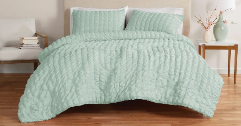 Mainstays 2-Piece Seersucker Comforter Set in Green