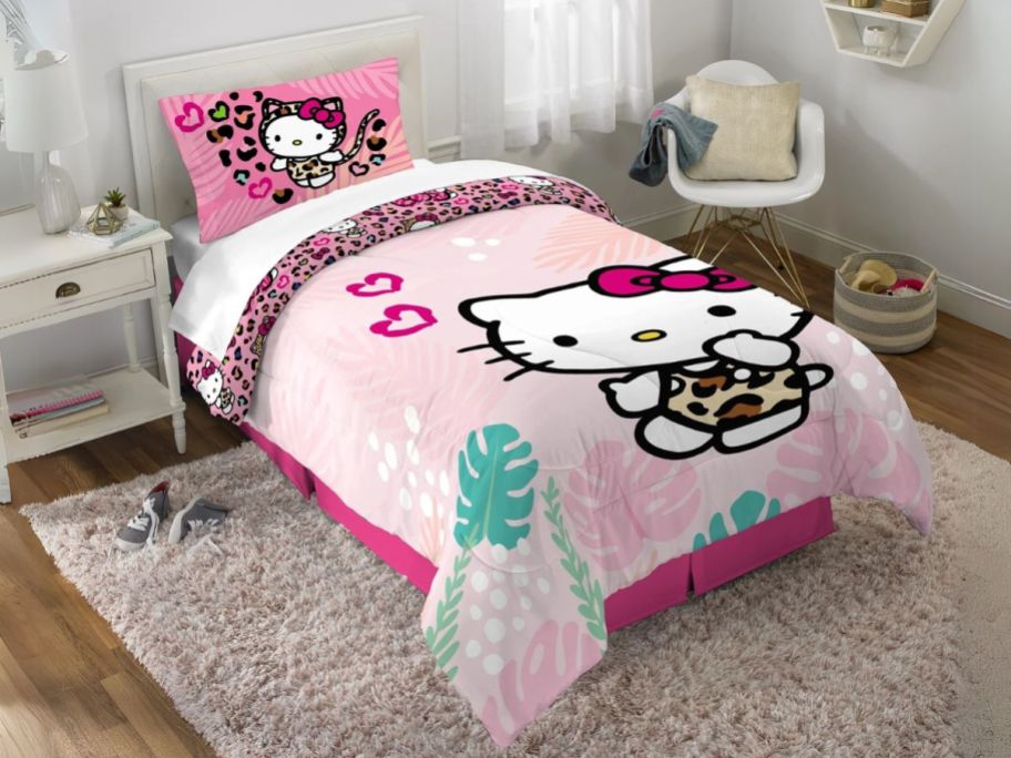 Hello Kitty Kids Comforter Set on bed