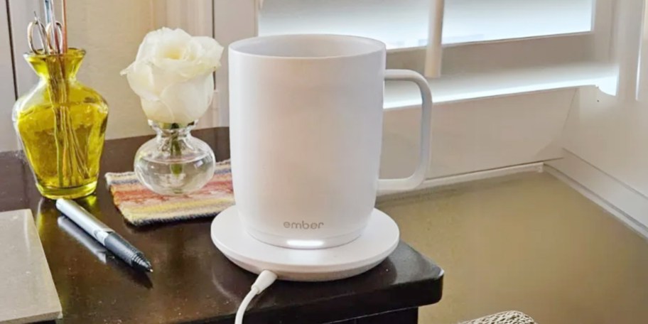 white ember mug on table 