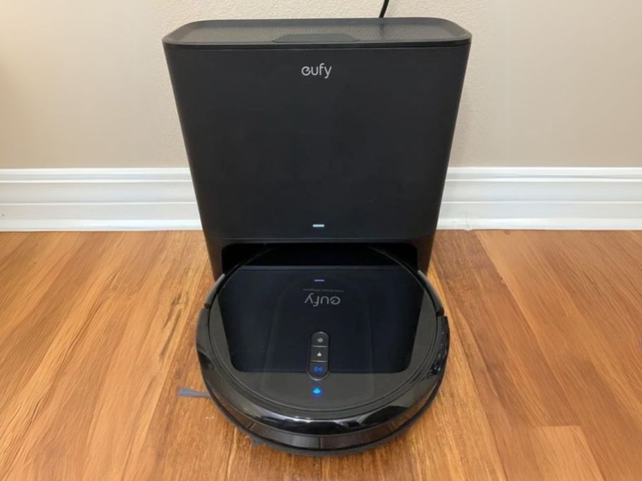 eufy Clean RoboVac G35+ Robot Vacuum in station on floor