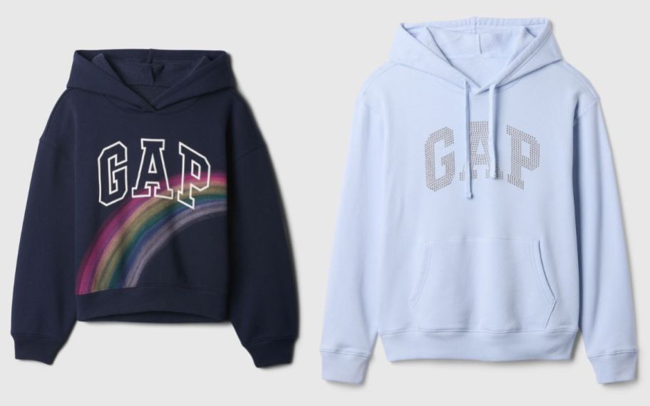 gap kids and womens logo hoodies