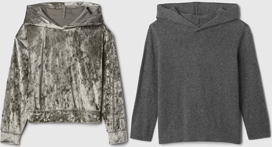 velour and gray hoodies