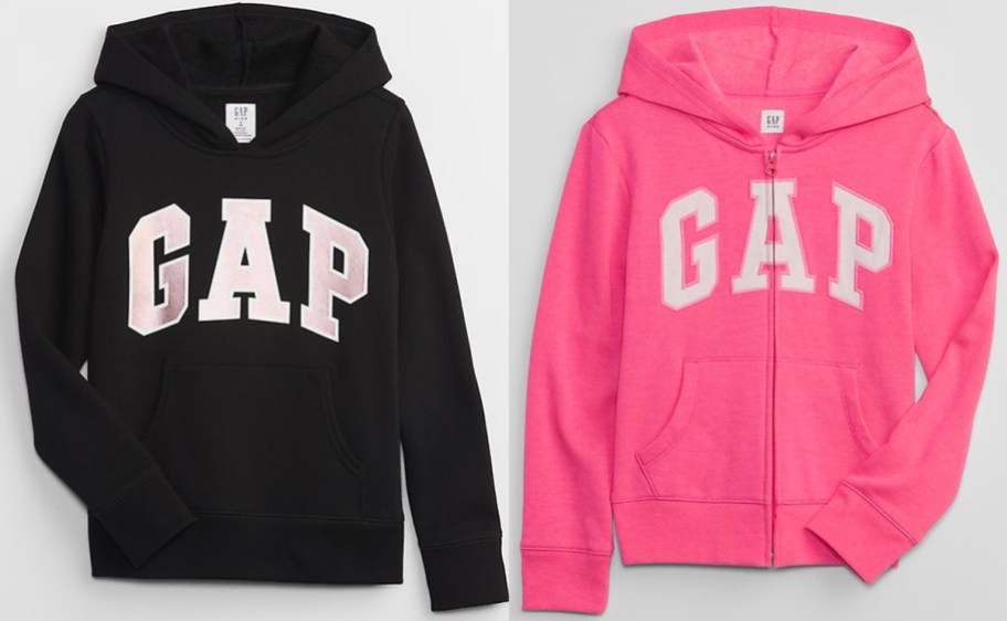 black and pink kids gap hoodies