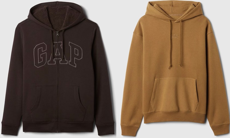 two brown gap hoodies