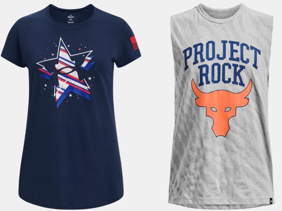 stock images of two under armour kids tops