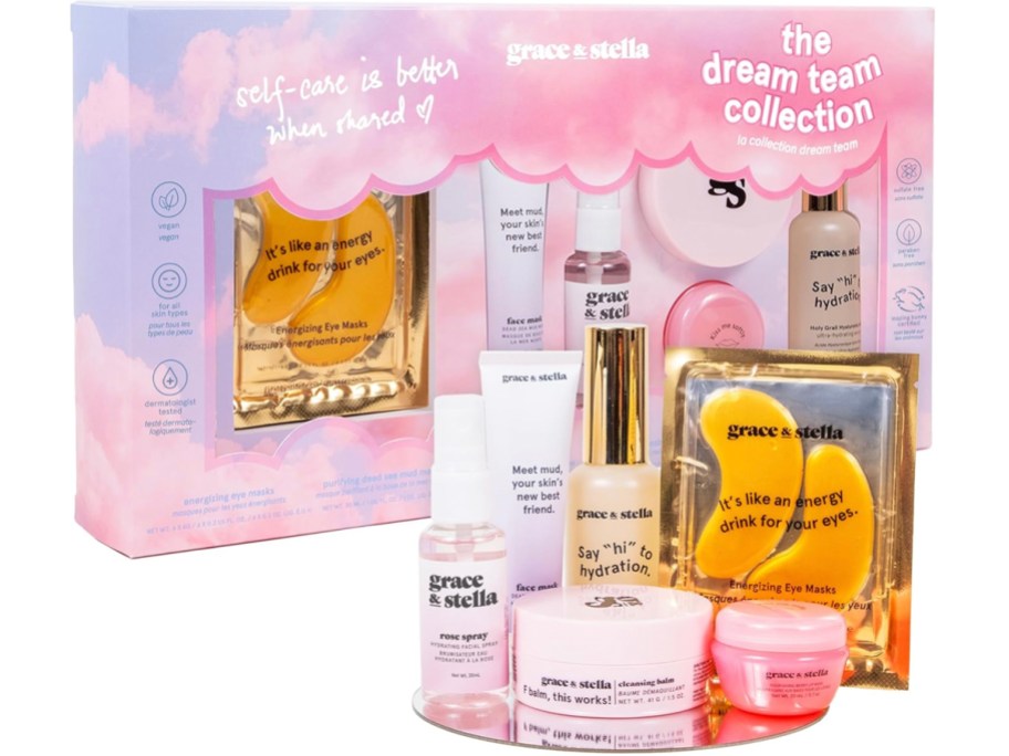 grace stella gift set with products in front of it 